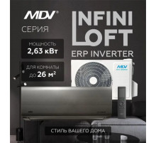 Conditioner MDV INFINI Loft ERP Inverter MDSALF-09HRFN8/MDOALF-09HFN8 9000 BTU gri A++ 